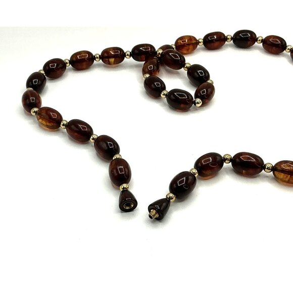 Brown Tone Resin Bead Necklace - Picture 4 of 7